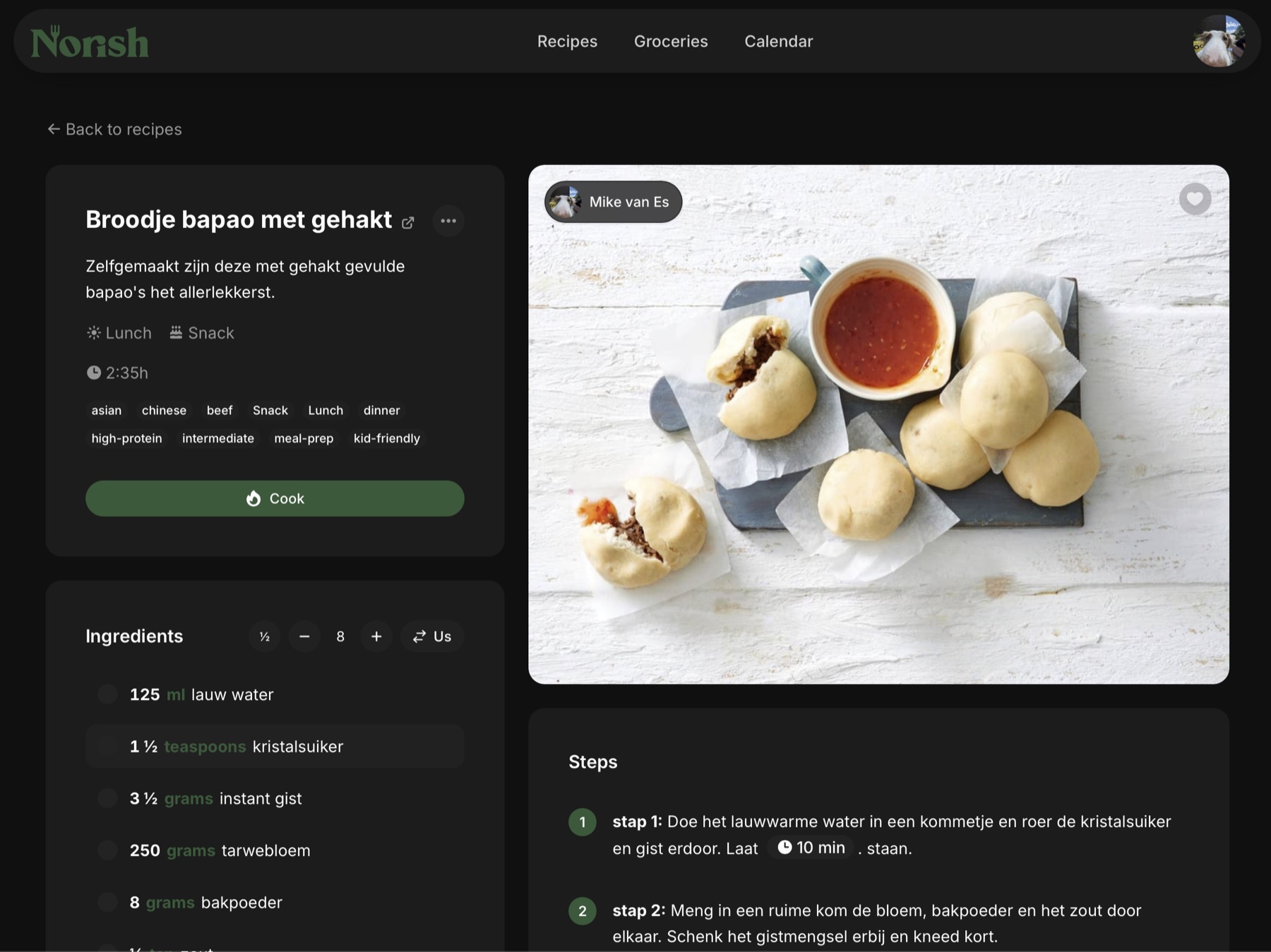 A Norish recipe page