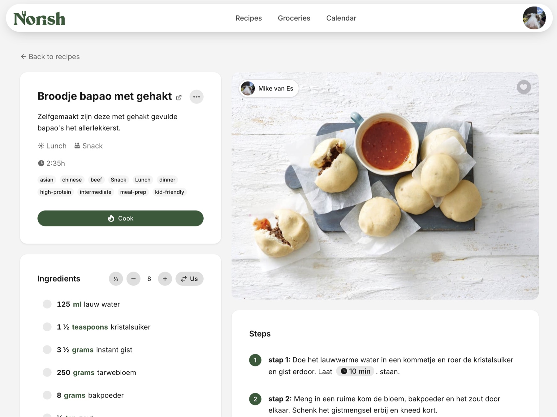 A Norish recipe page